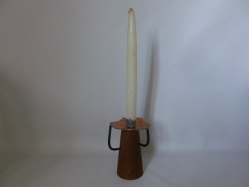 Kaarsenstandaard hout/koper.