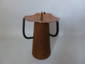 Kaarsenstandaard hout/koper.