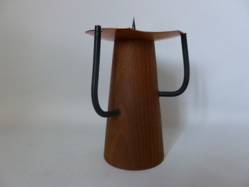 Kaarsenstandaard hout/koper.