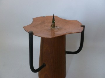 Kaarsenstandaard hout/koper.